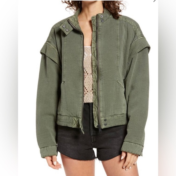 Free People Jackets & Blazers - We The Free “ Florence Army Green Cotton Jacket In Olive Smoke”- Large